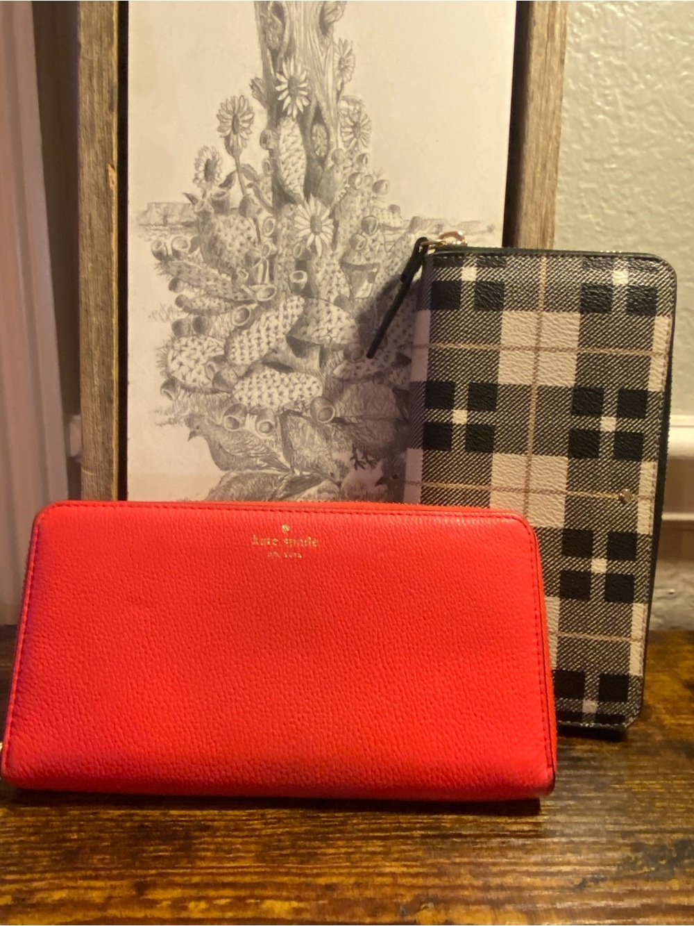 kate spade Red Pebbled Leather Zip Wallet